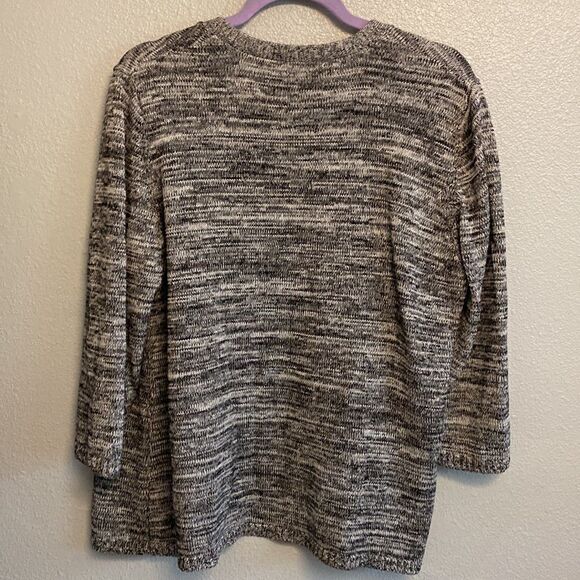 Heathered grey open cardigan 3/4 sleeve(silk blend)- Size large - Picture 6 of 6